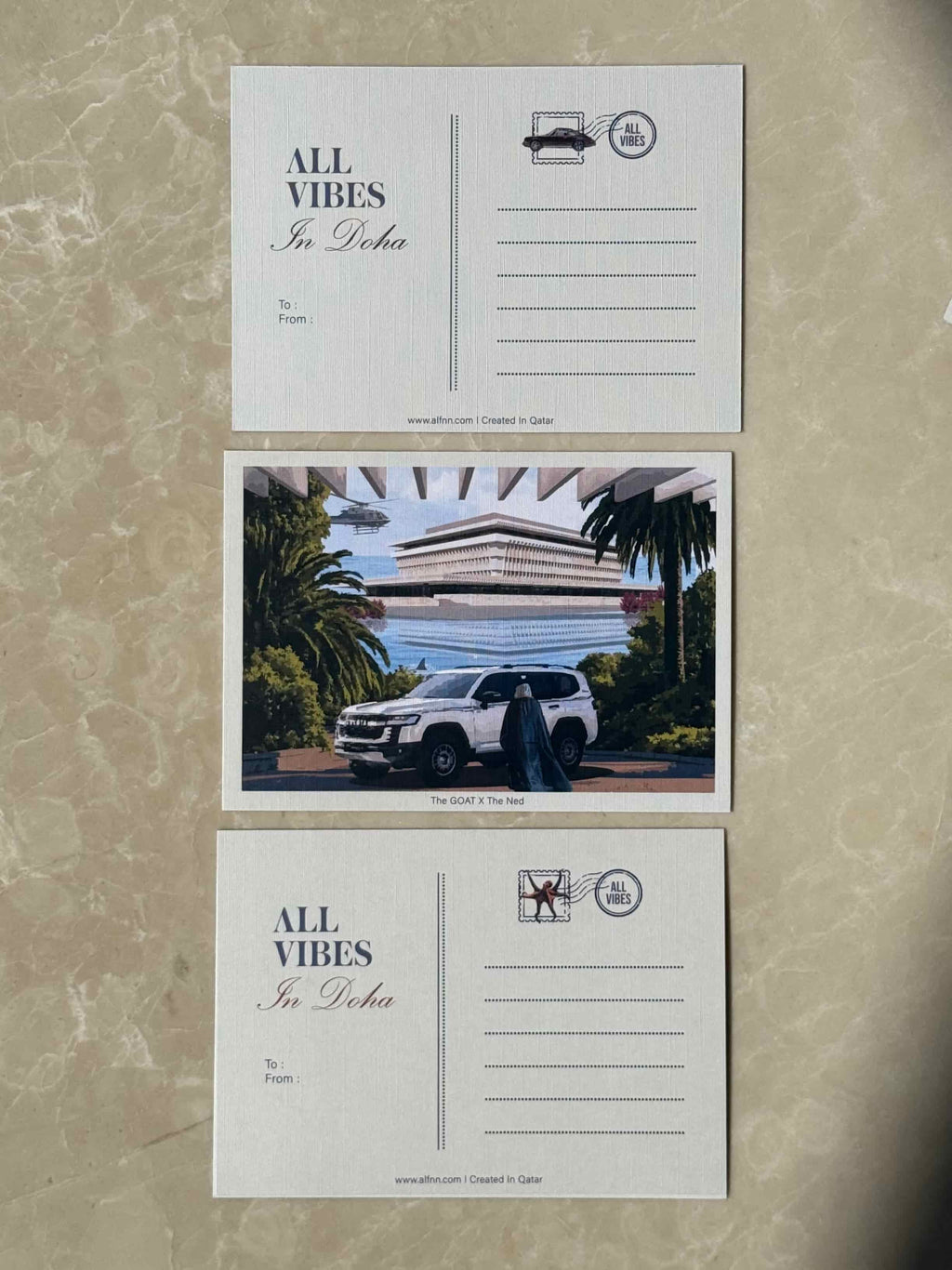 The GOAT X The Ned postcard - Land Cruiser at The Ned Doha hotel